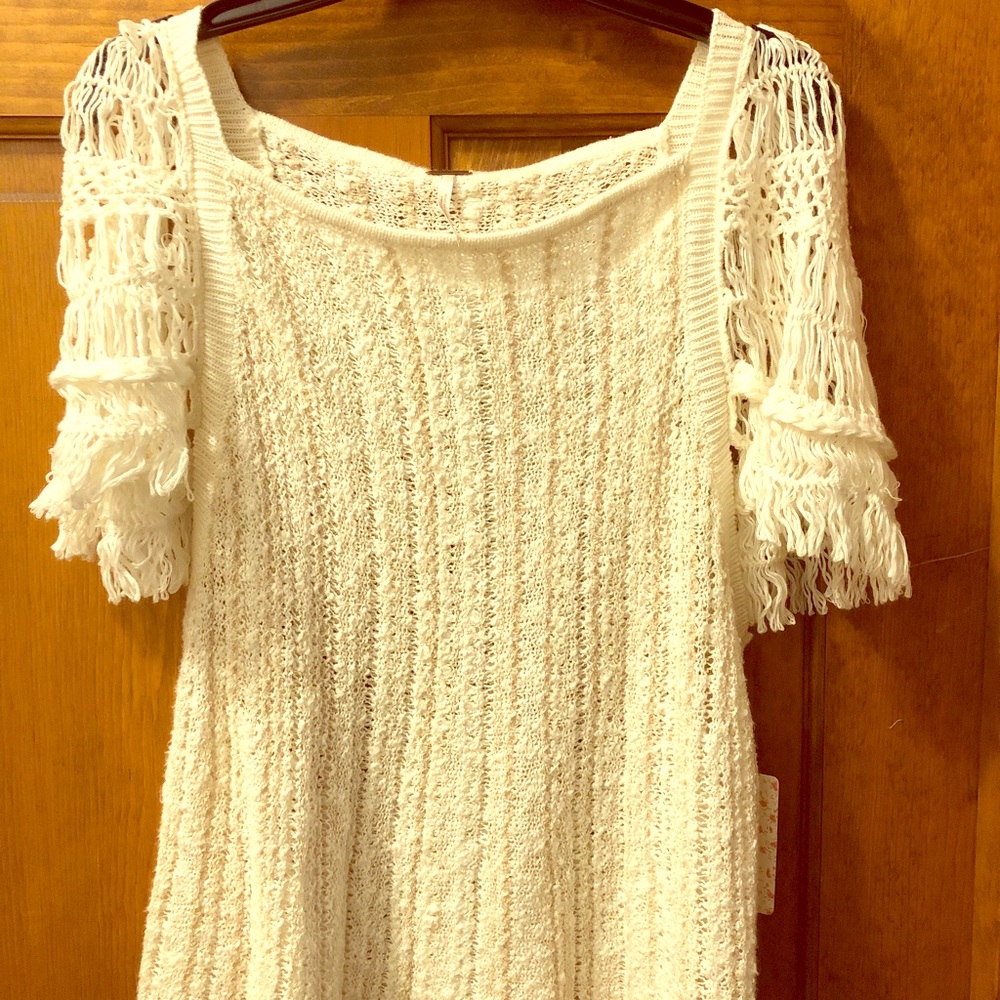 NWT Free People Blackbird Macrame Top Ivory size S